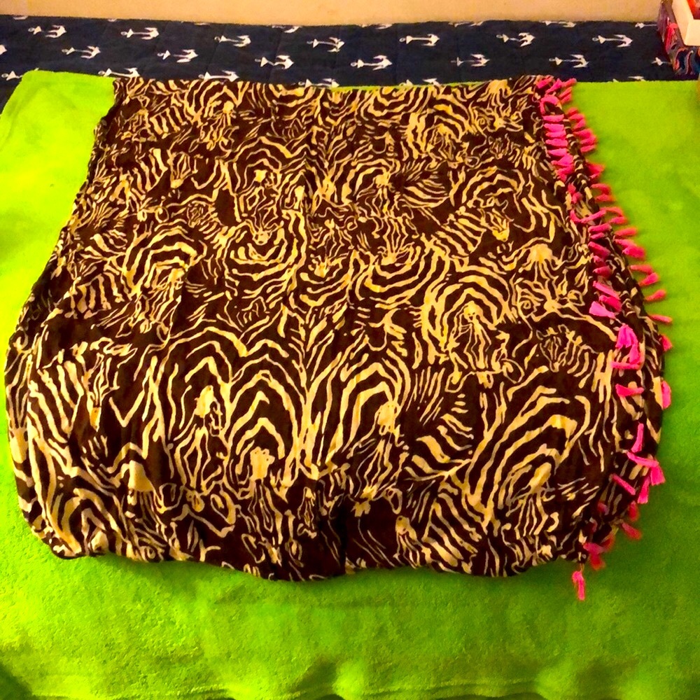 Lilly Pulitzer Zebra/Animal Print Scarf w/Tassels